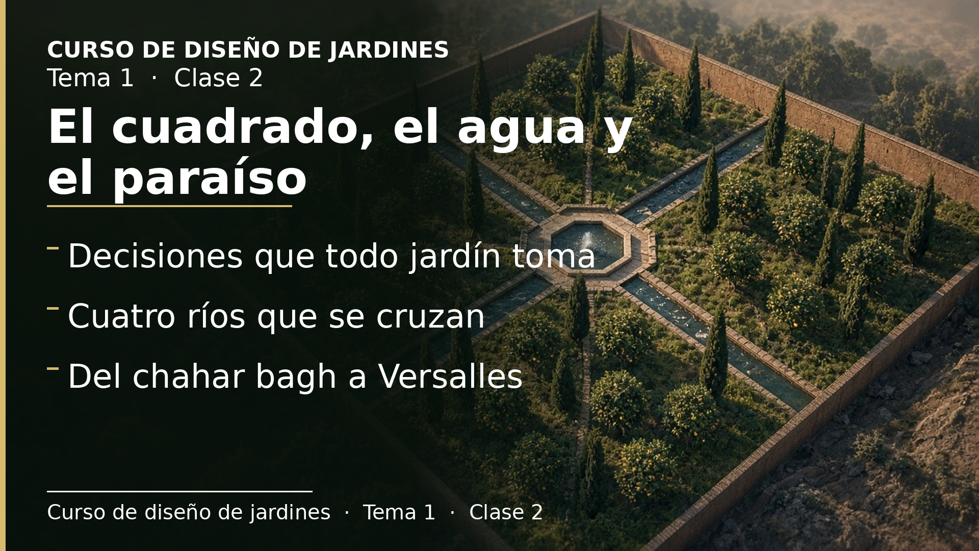 Diapositiva de la clase 2: El origen del jardín: el cuadrado, el agua y el paraíso