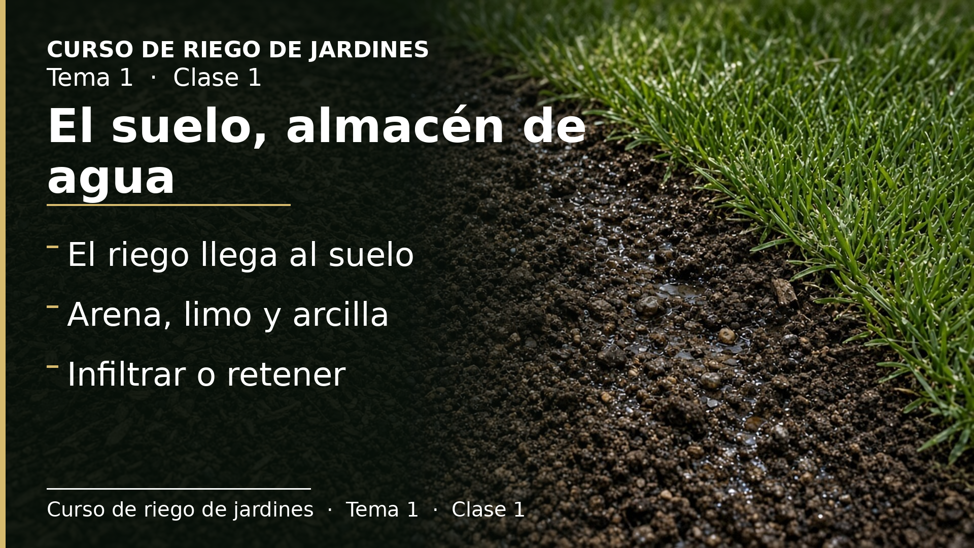 Diapositiva de la clase 1: El suelo como almacén de agua: textura, infiltración y retención