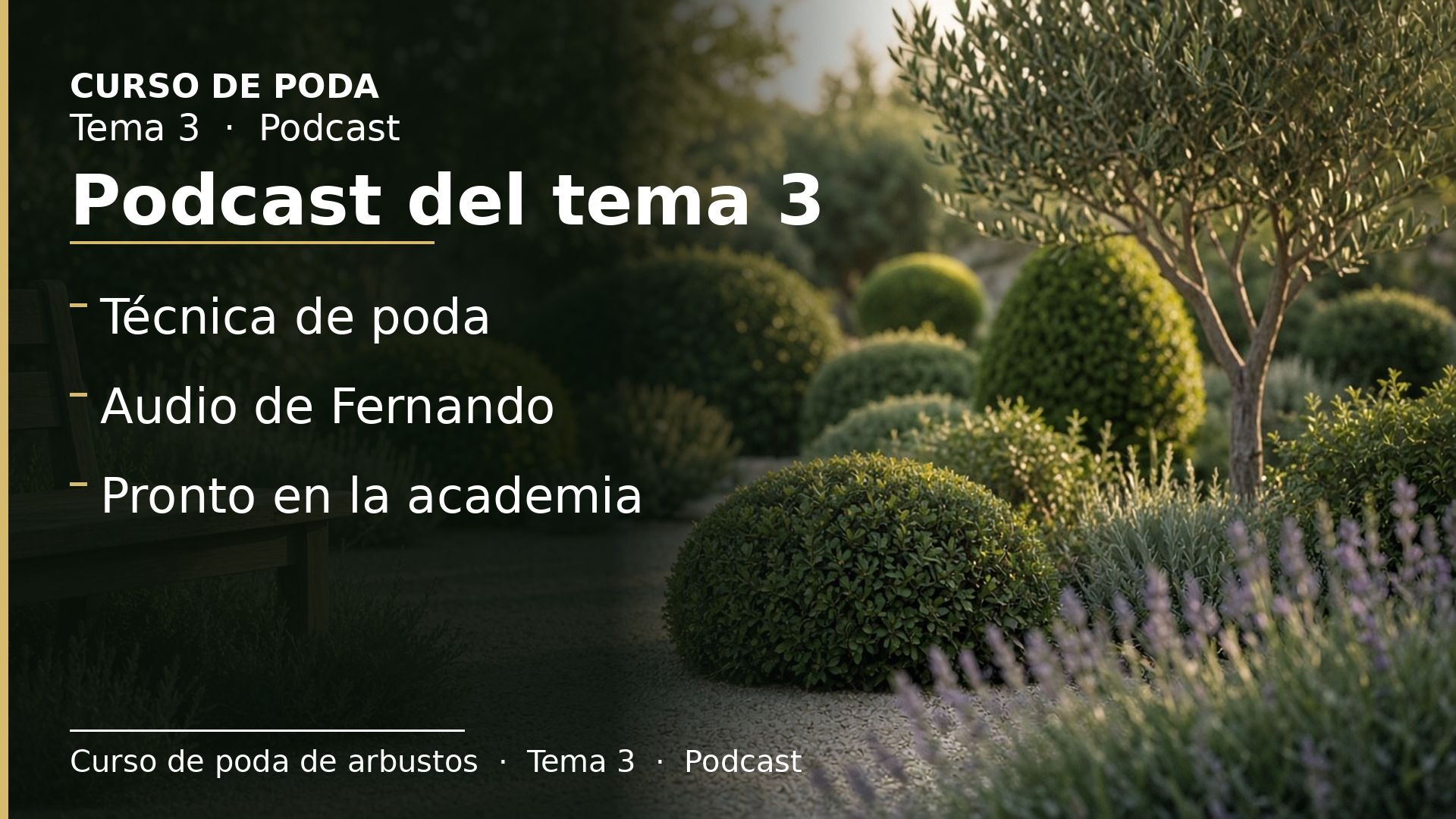 Diapositiva del resumen: Podcast del tema 3 · Técnica de poda