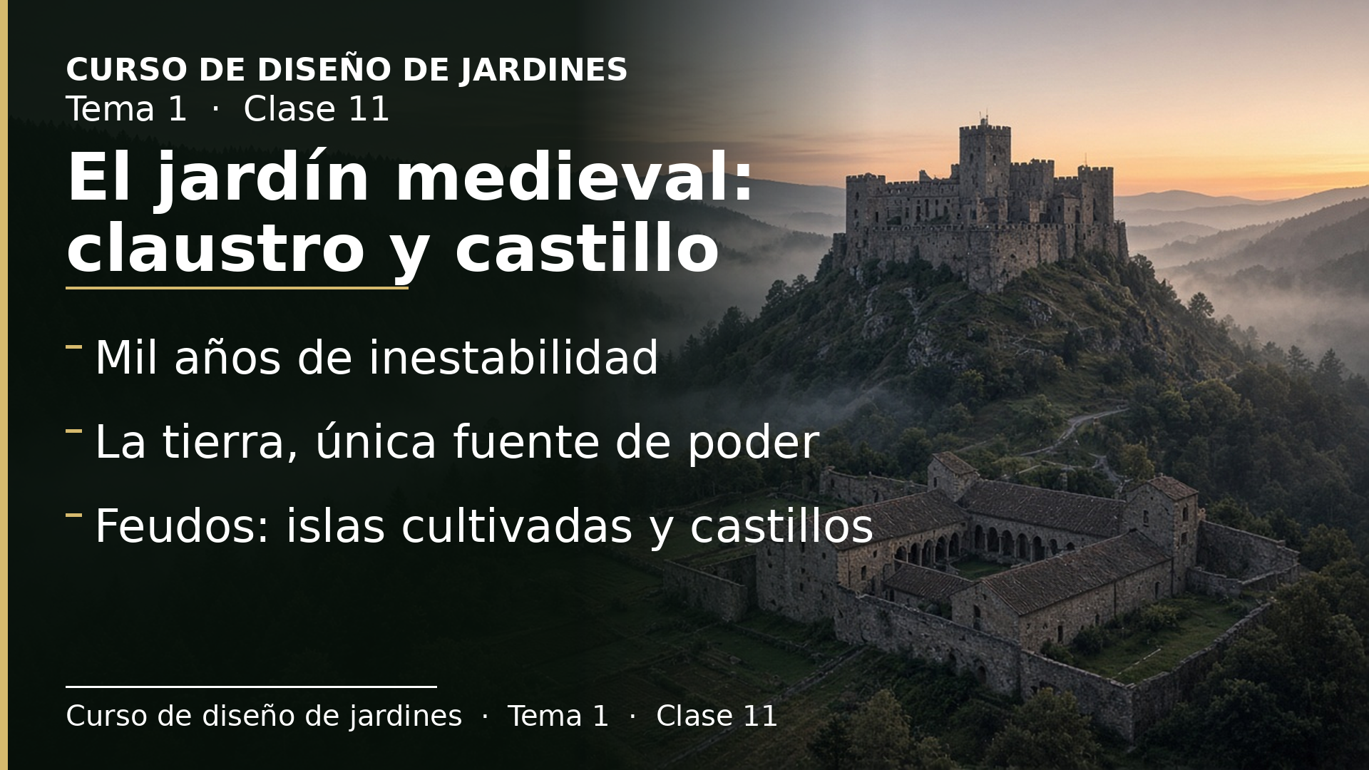 Diapositiva de la clase 11: El jardín medieval: claustro y castillo