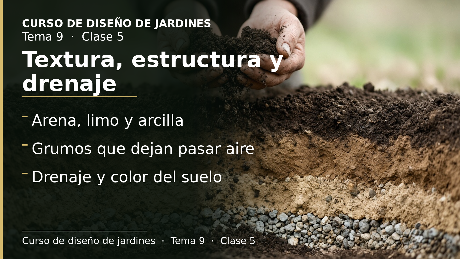 Diapositiva de la clase 5: Textura, estructura, densidad, drenaje y color del suelo
