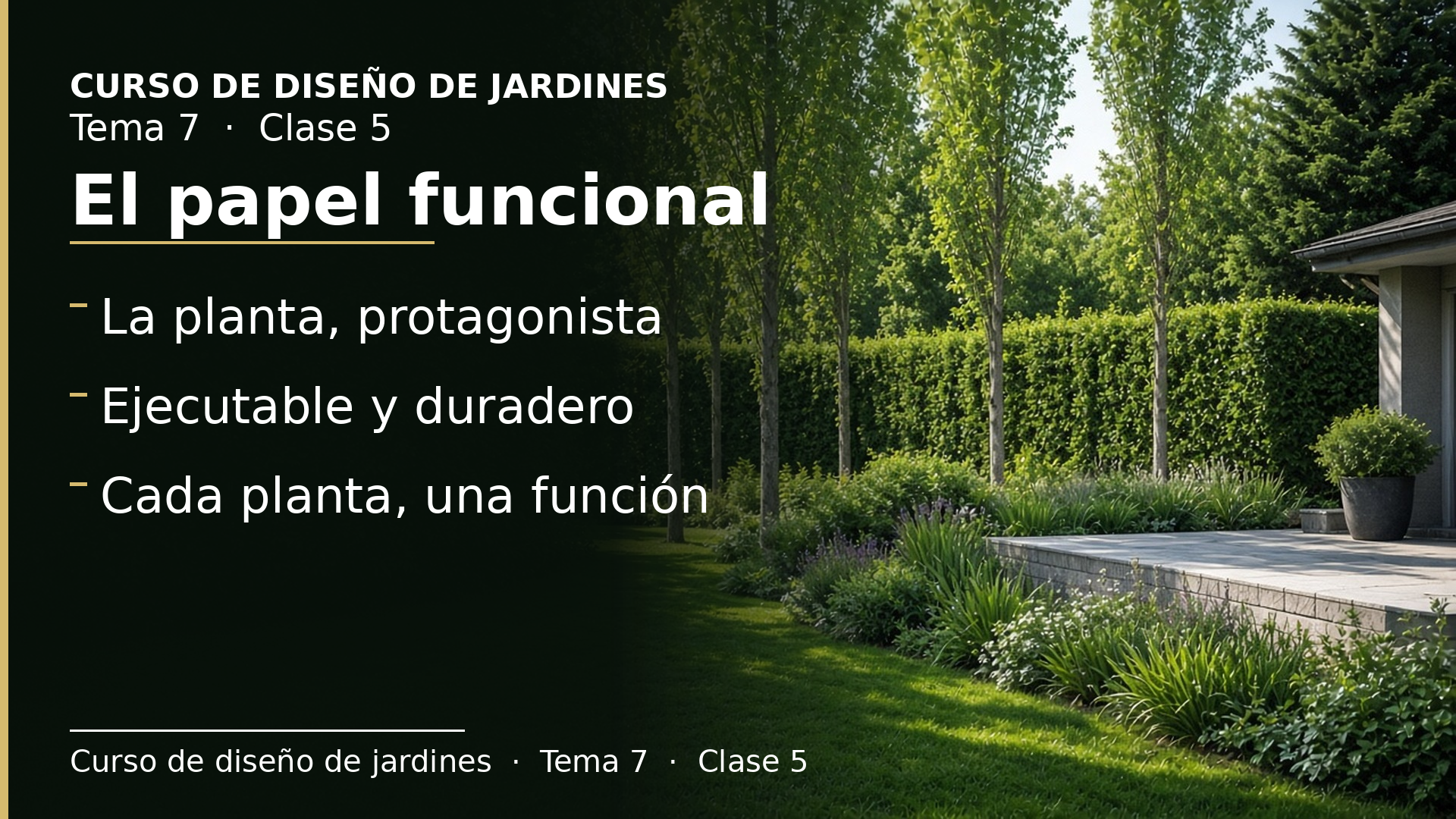 Diapositiva de la clase 5: Funciones de las plantas en el diseño: papel funcional