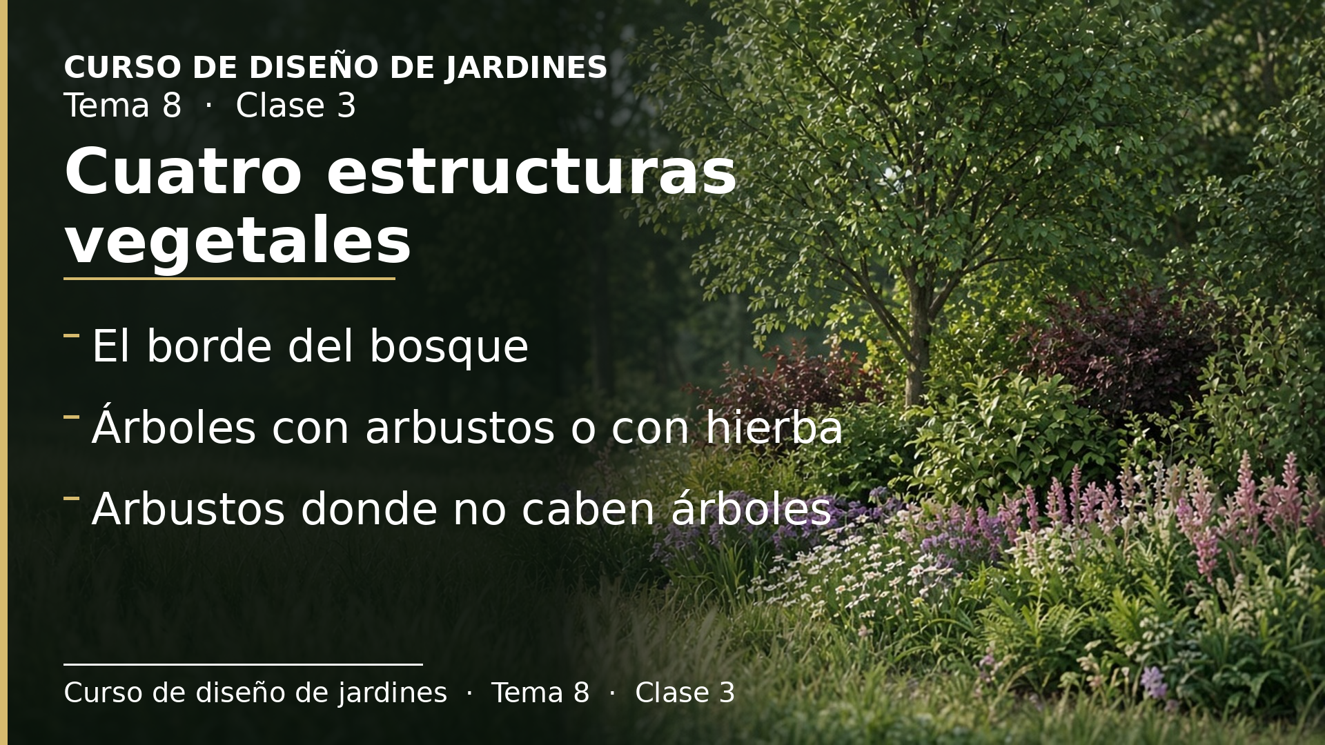 Diapositiva de la clase 3: Otras estructuras vegetales: cordón boscoso, arbóreo-arbustiva, arbóreo-herbácea y arbustos y herbáceas
