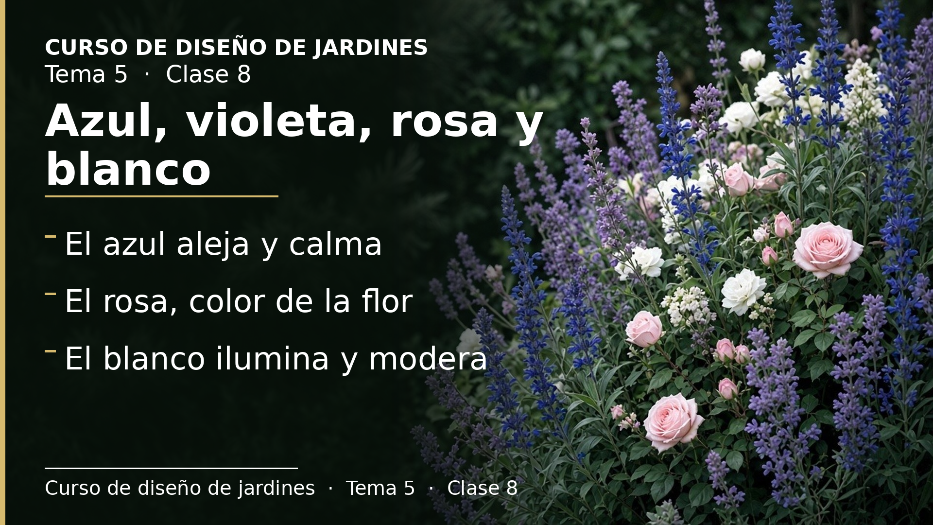 Diapositiva de la clase 8: El color (III): azul, violeta, rosa y blanco