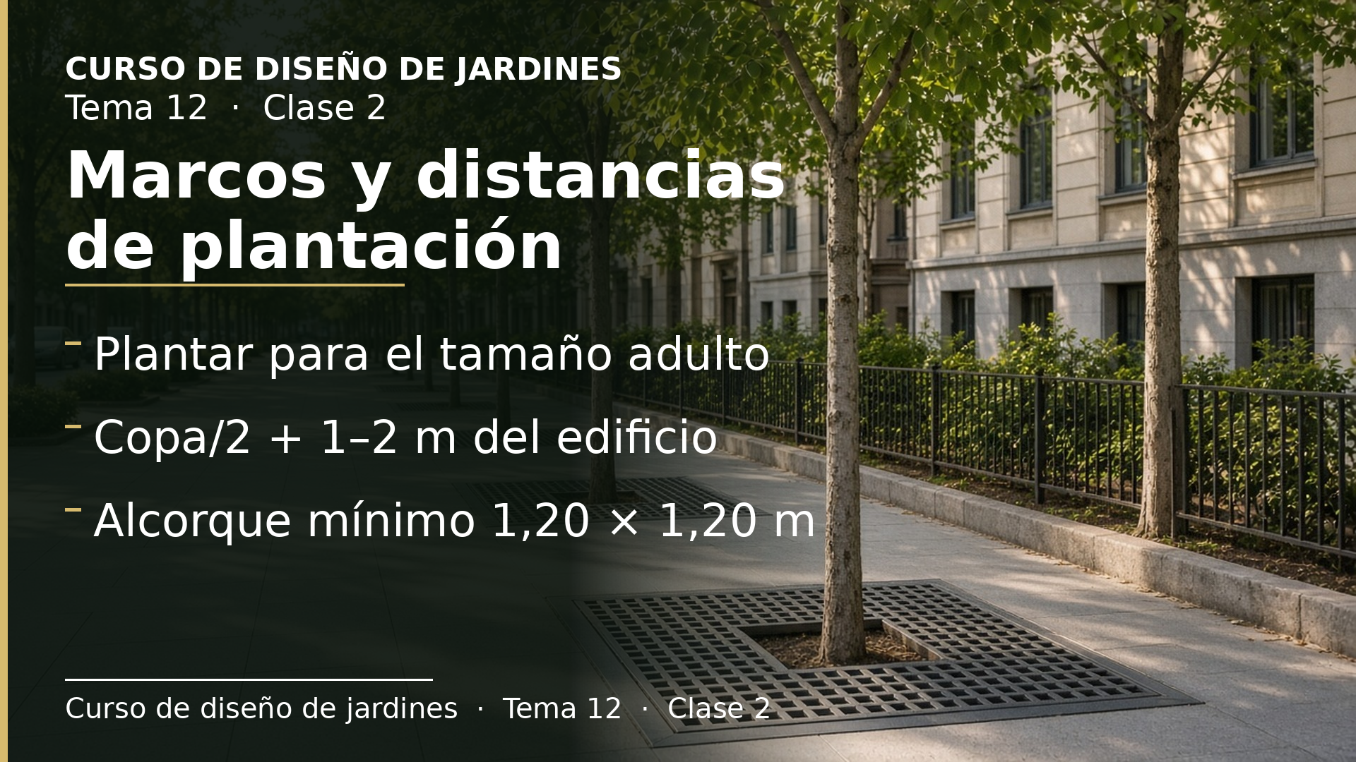 Diapositiva de la clase 2: Marcos y distancias de plantación