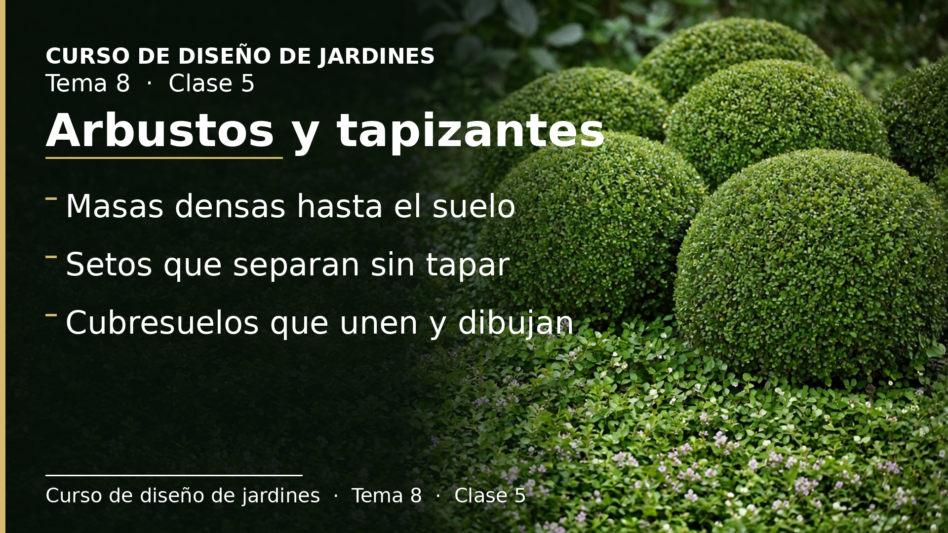 Diapositiva de la clase 5: Estructuras simples: arbustos y tapizantes