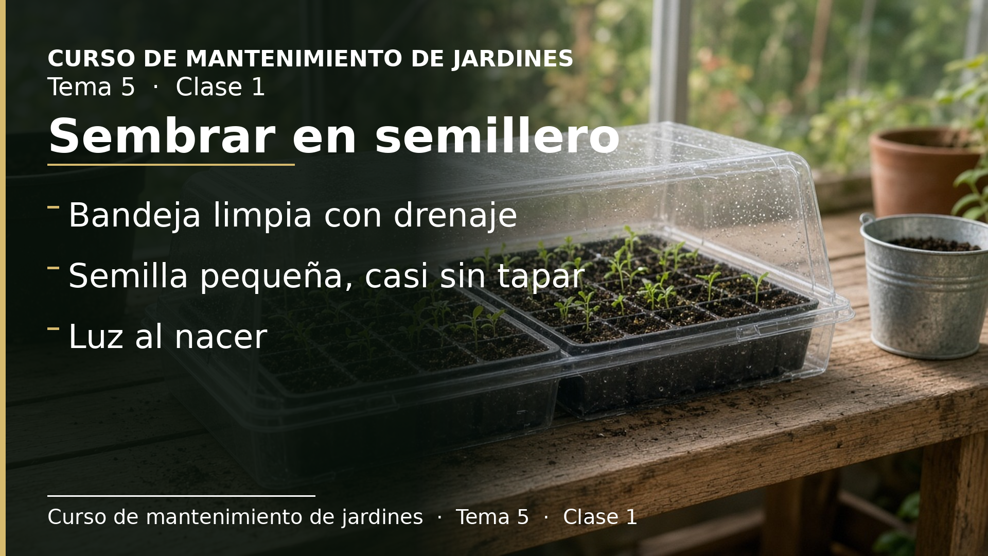 Diapositiva de la clase 1: Sembrar en semillero