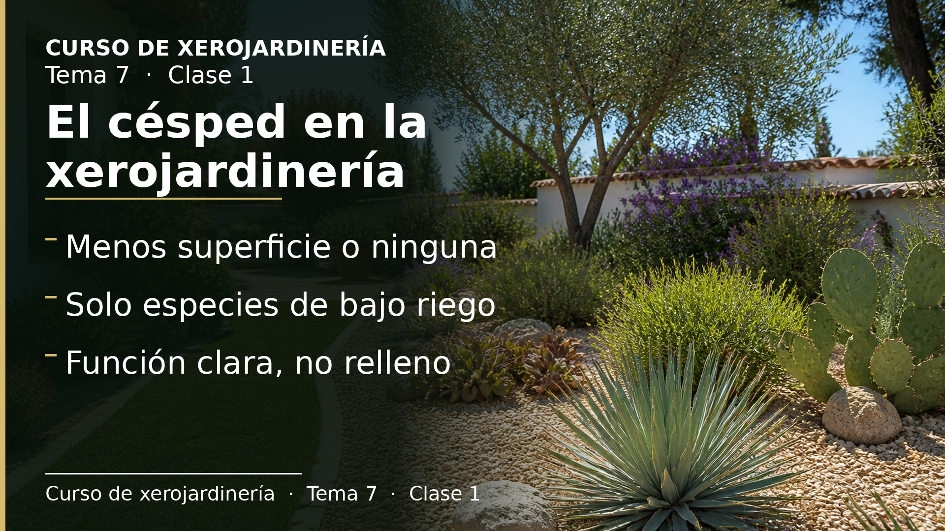 Diapositiva de la clase 1: El césped en la xerojardinería