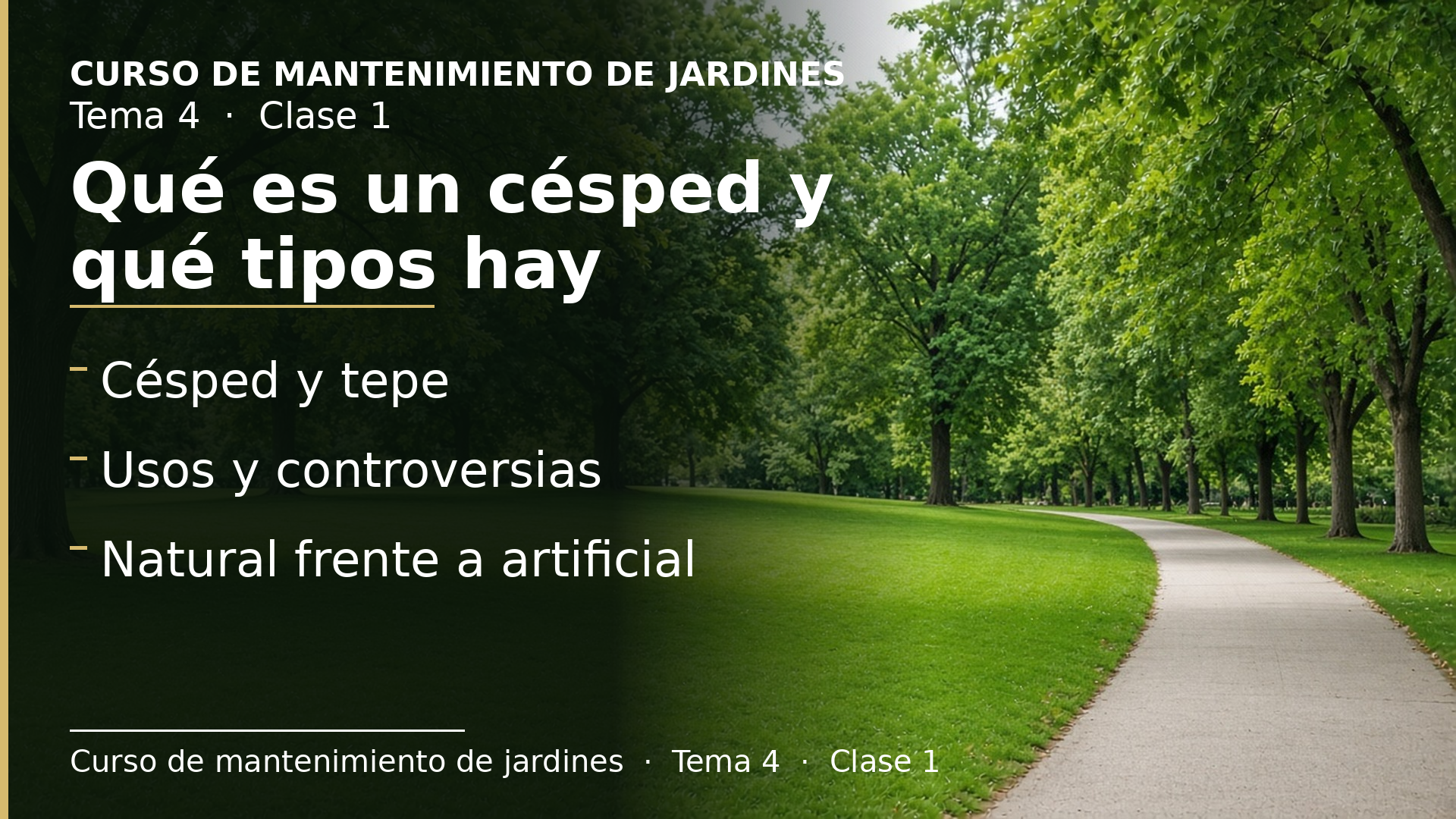 Diapositiva de la clase 1: Qué es un césped y qué tipos hay