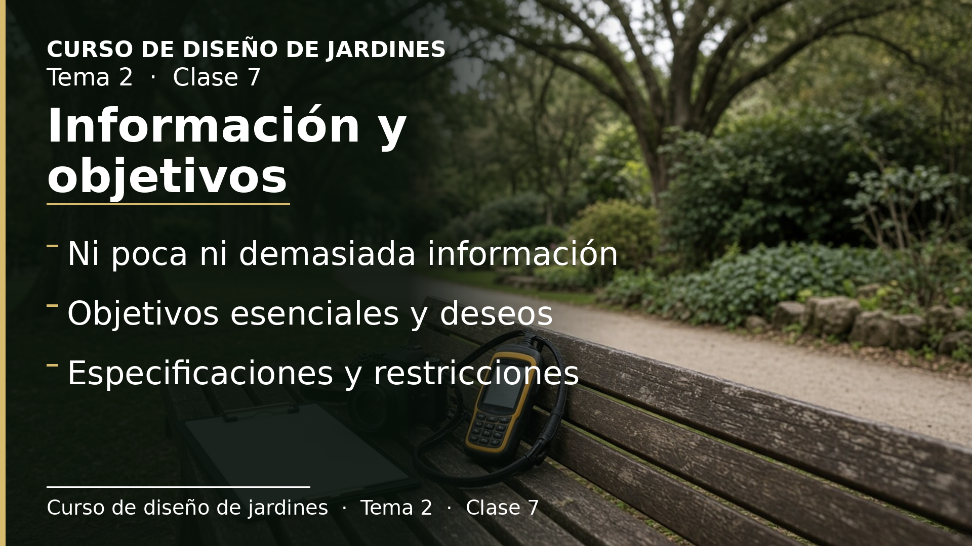 Diapositiva de la clase 7: Buscar información y fijar los objetivos del proyecto