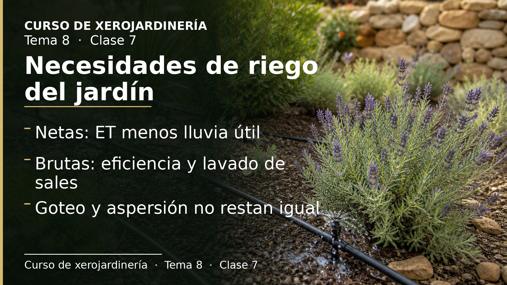 Diapositiva de la clase 7: Necesidades de riego del jardín