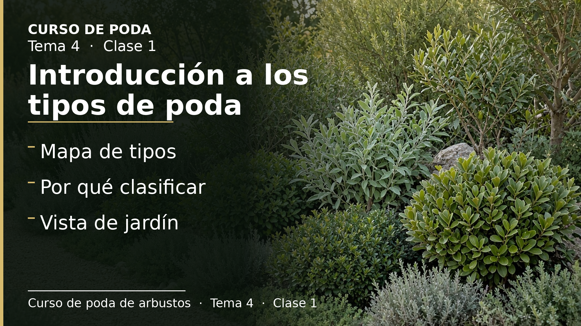 Diapositiva de la clase 1: Introducción a los tipos de poda