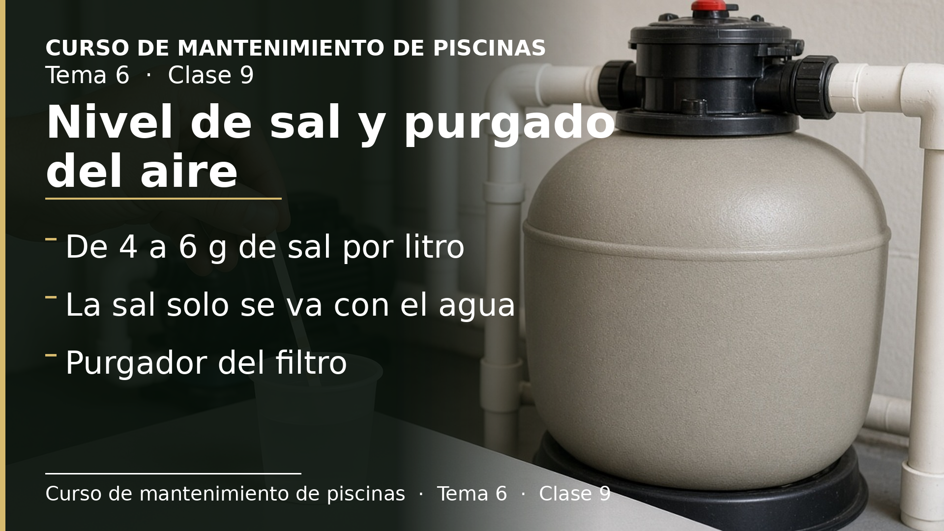 Diapositiva de la clase 9: Nivel de sal y purgado del aire del circuito