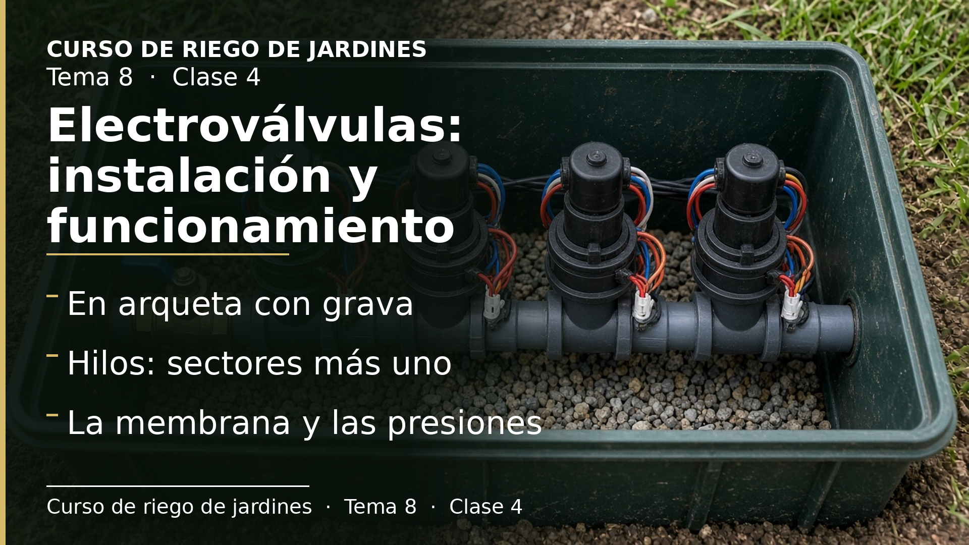 Diapositiva de la clase 4: Las electroválvulas (II): reguladores, instalación, cableado y funcionamiento
