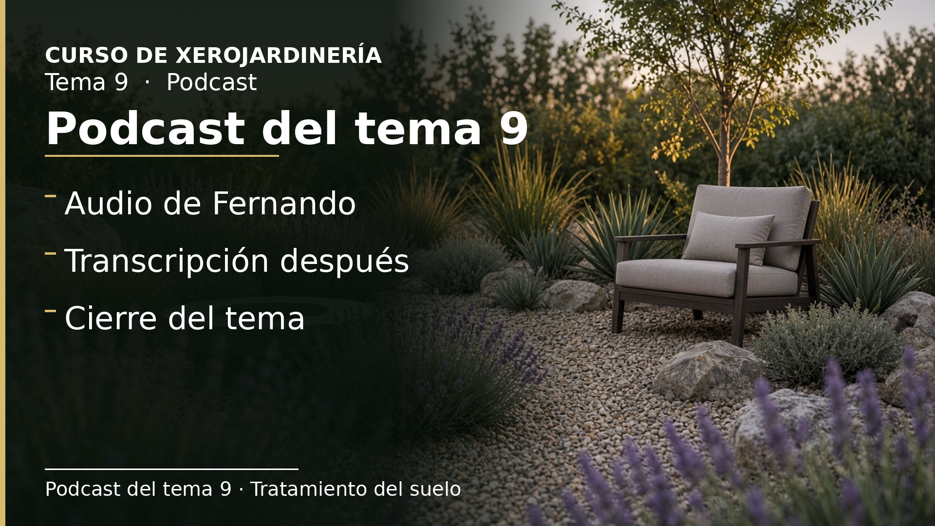 Diapositiva del resumen: Podcast del tema 9 · Tratamiento del suelo