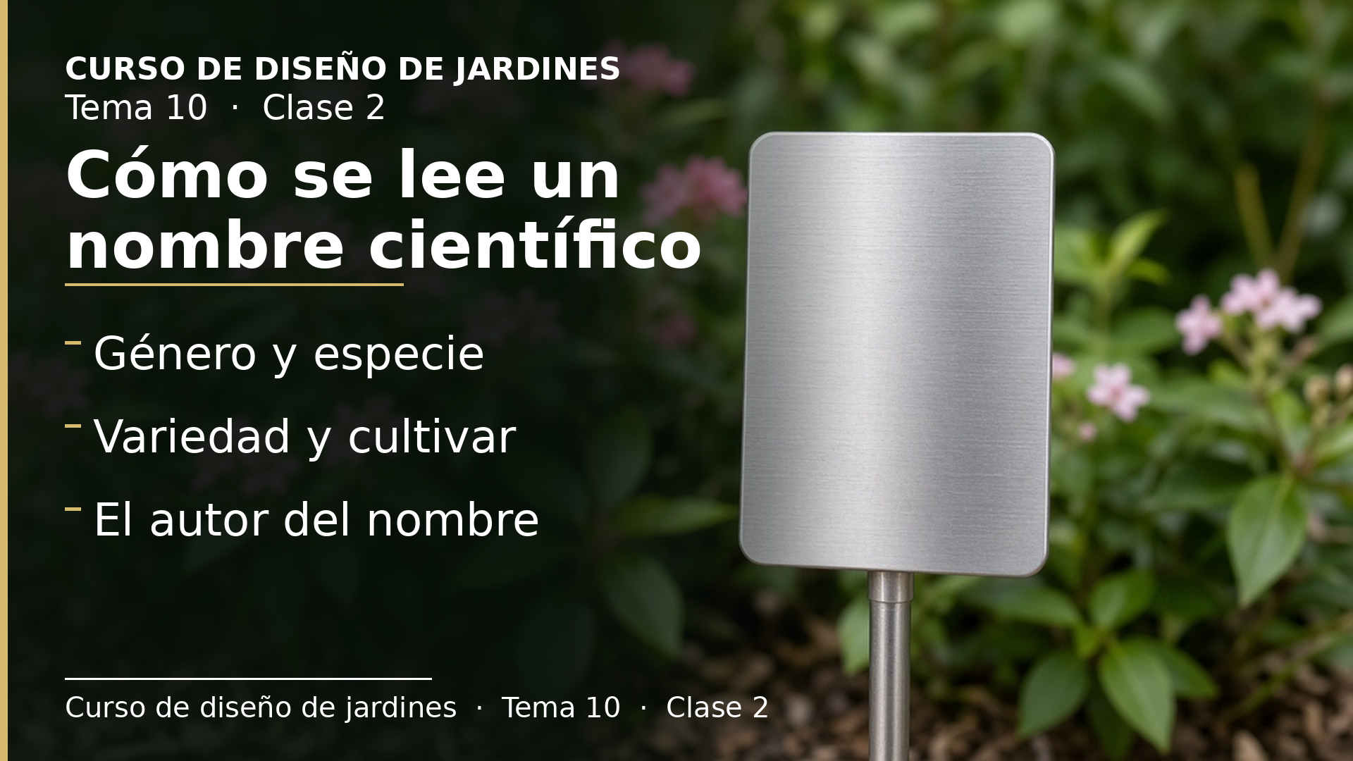 Diapositiva de la clase 2: Cómo se lee un nombre científico: género, especie, cultivar y autor