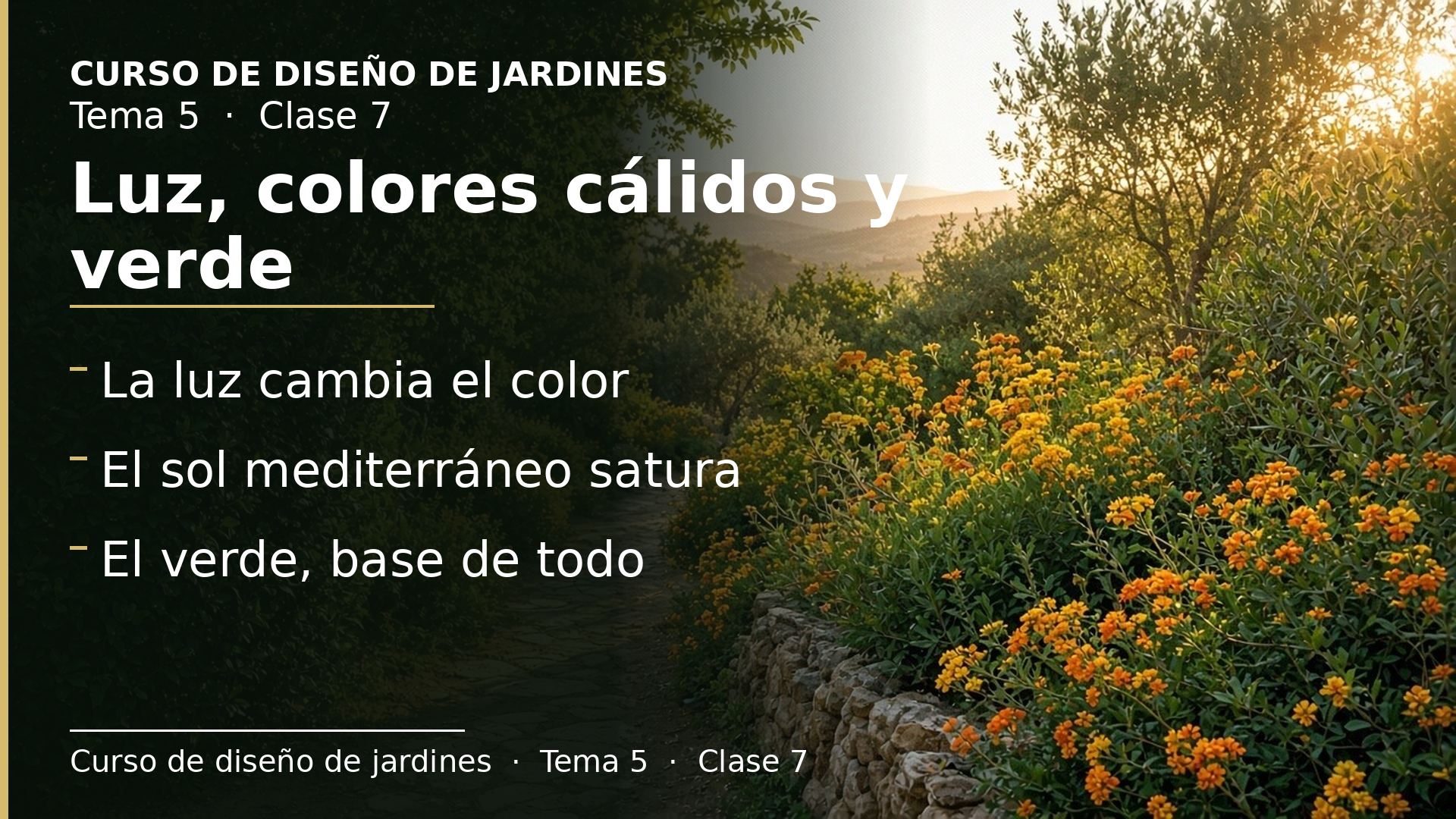 Diapositiva de la clase 7: El color (II): la percepción y los colores cálidos (rojo, naranja, amarillo) y el verde