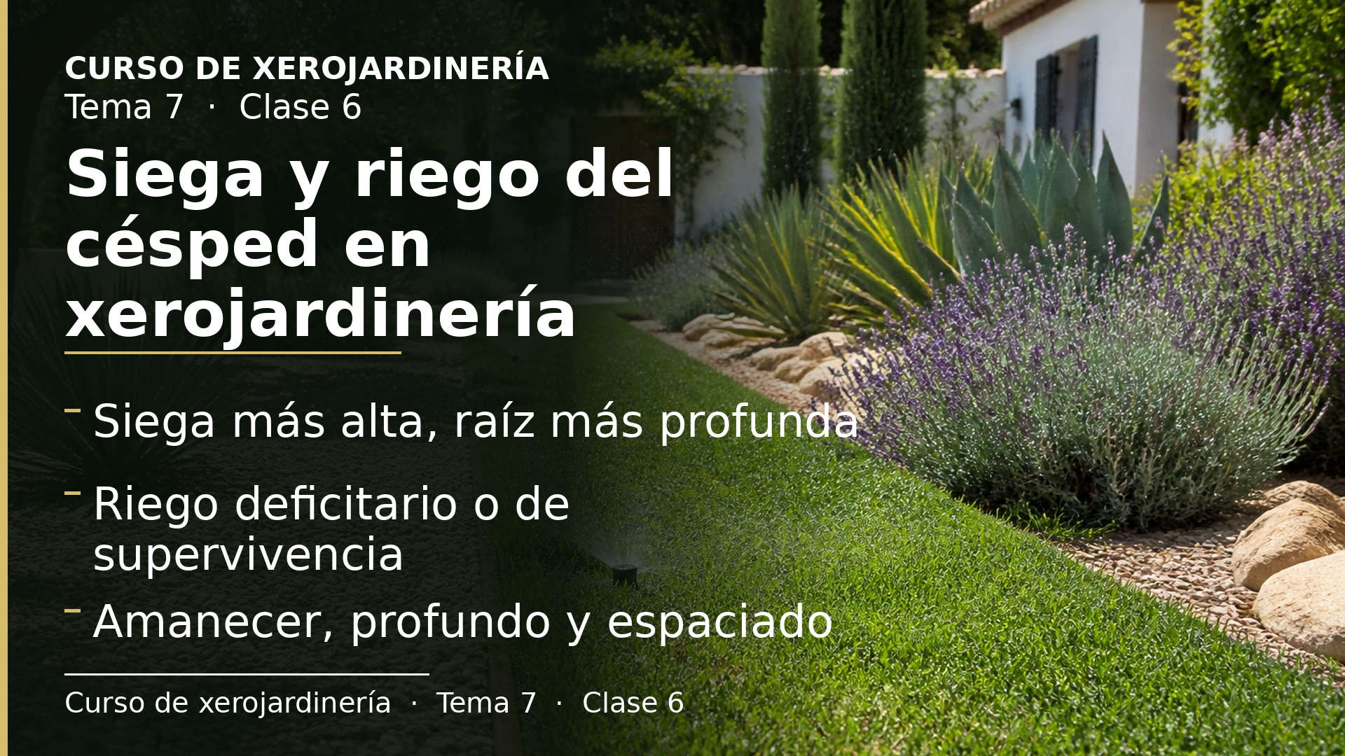 Diapositiva de la clase 6: Siega y riego del césped en xerojardinería