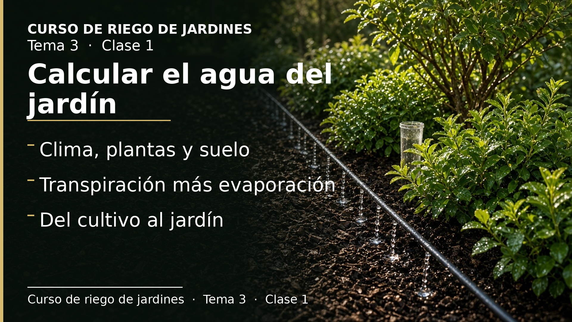 Diapositiva de la clase 1: Por qué hay que calcular el agua del jardín