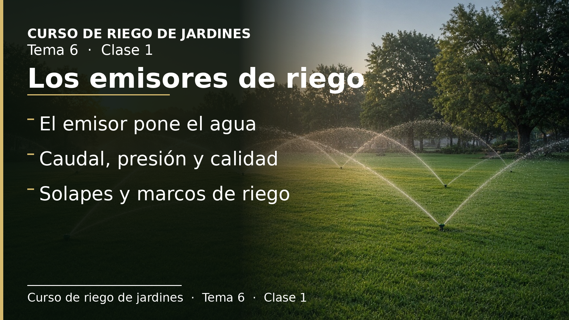 Diapositiva de la clase 1: Qué es un emisor y cómo se clasifican los equipos de aspersión