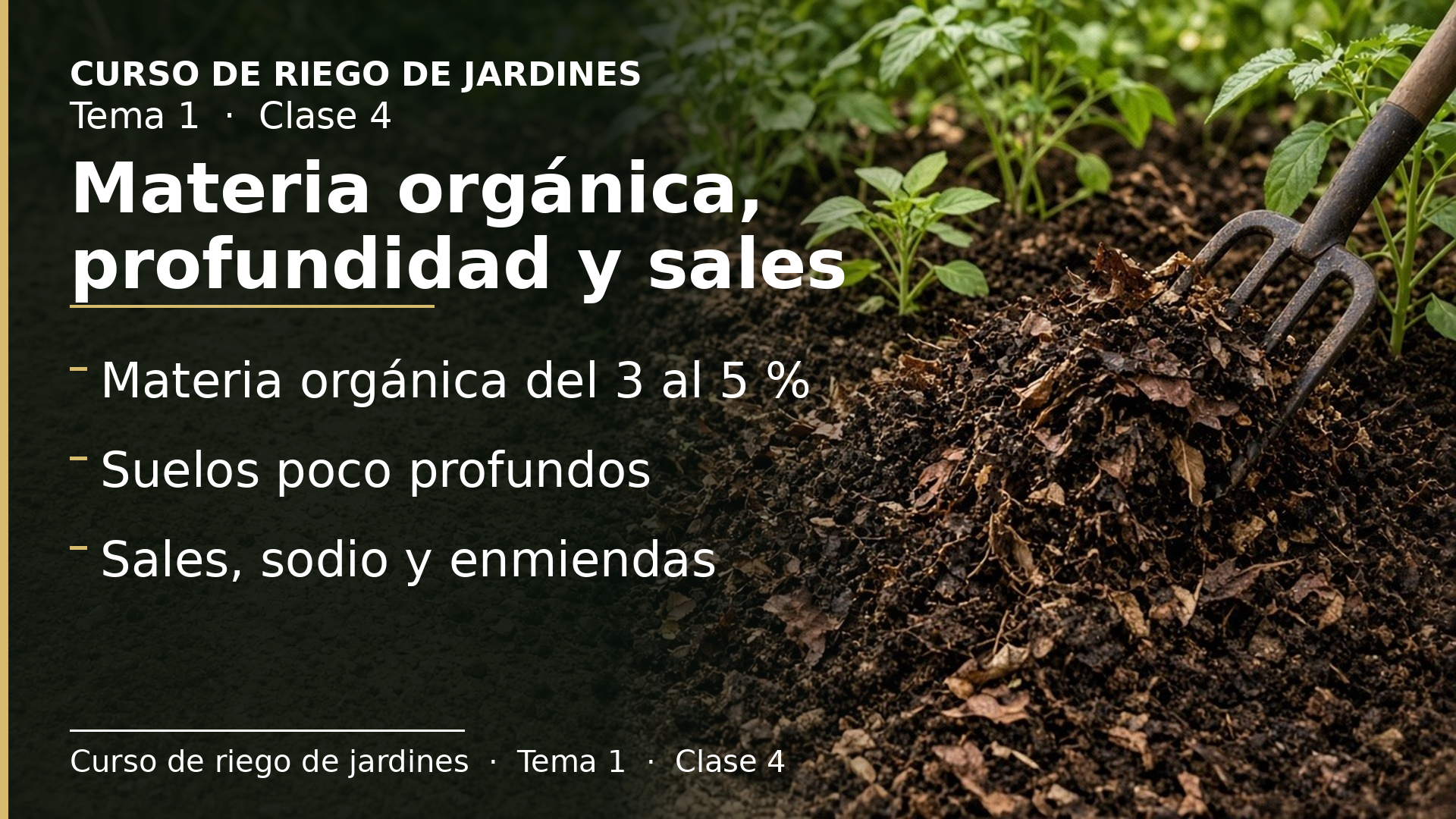 Diapositiva de la clase 4: Materia orgánica, profundidad y salinidad: lo que cambia la relación del suelo con el agua