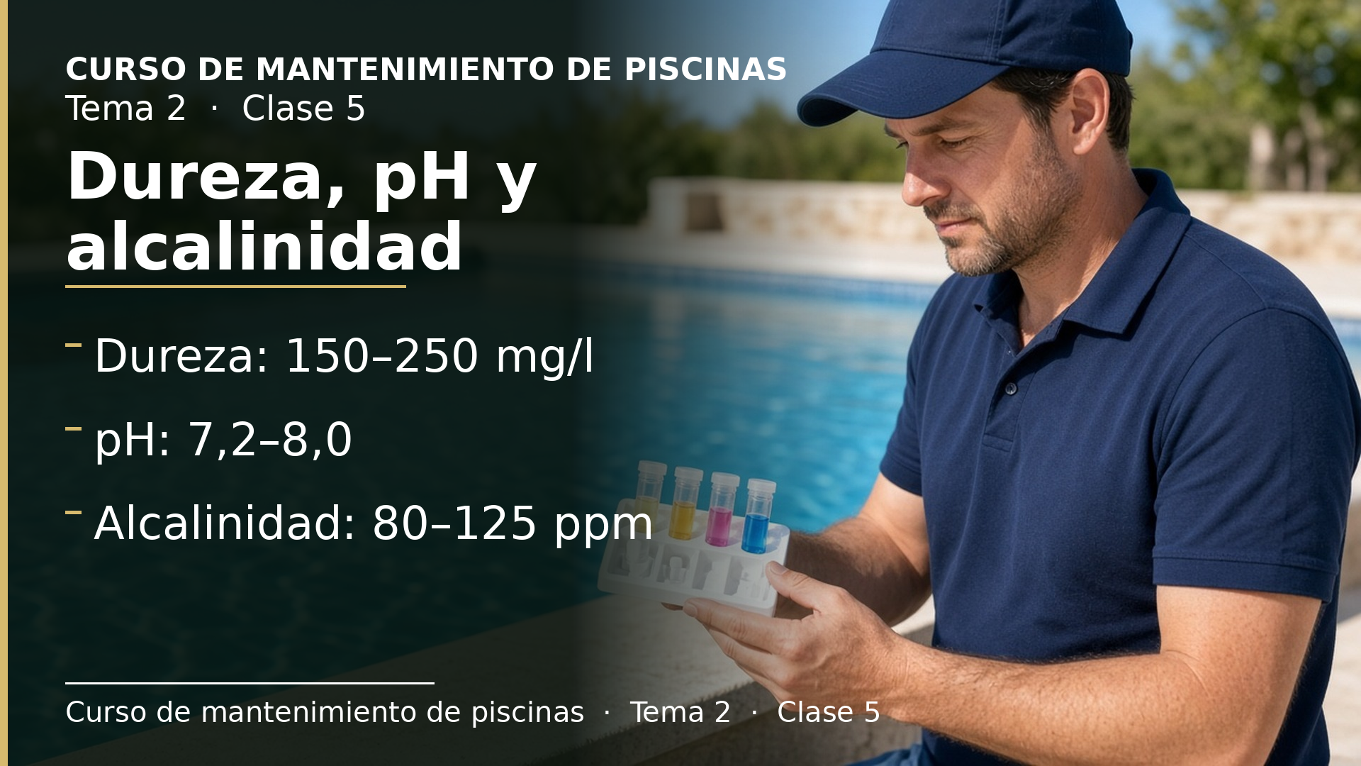 Diapositiva de la clase 5: Dureza, pH y alcalinidad: los tres ajustes de partida