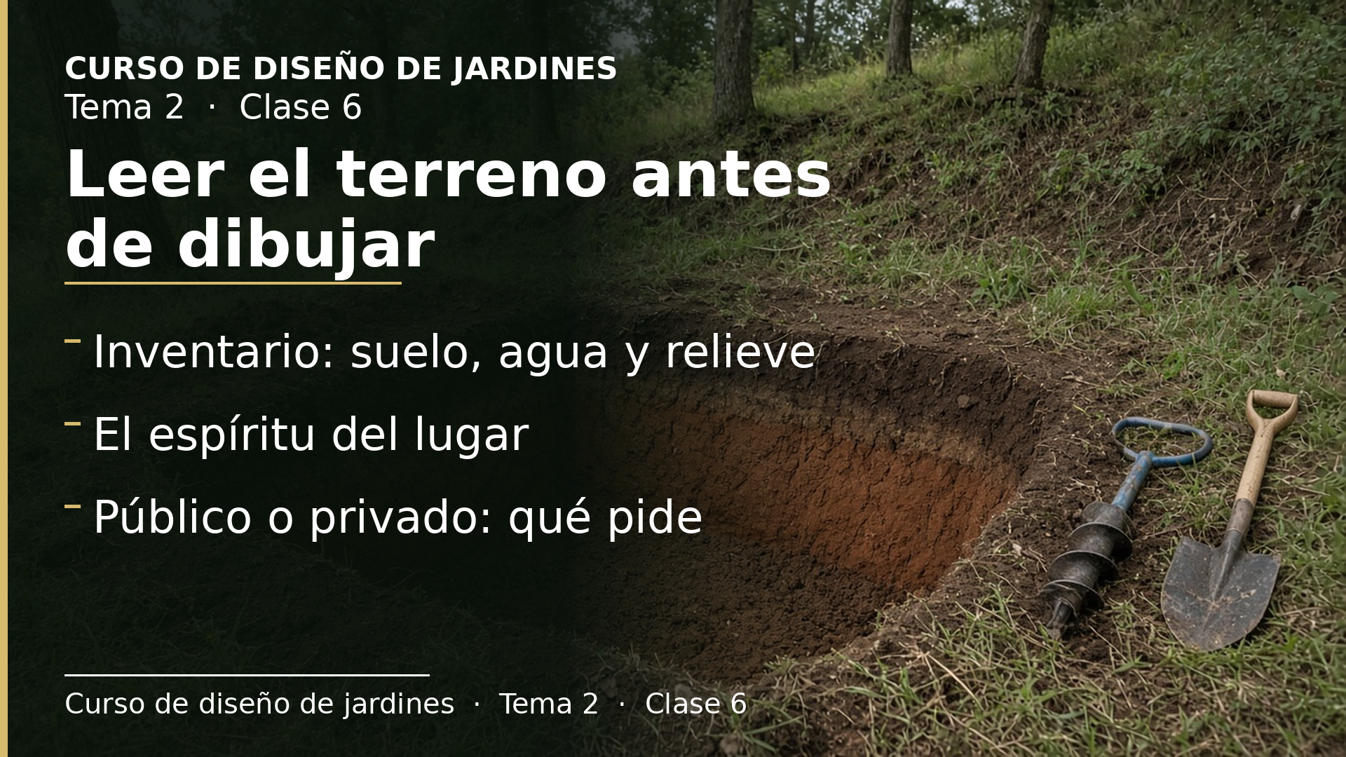 Diapositiva de la clase 6: Datos y situación de partida: leer el terreno antes de dibujar