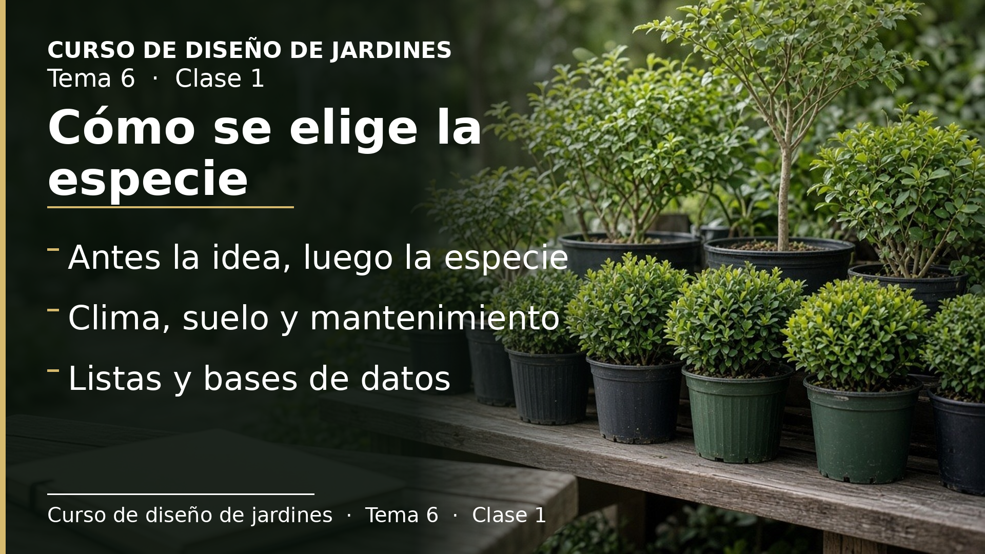 Diapositiva de la clase 1: Cómo se elige la especie: criterios, listados y bases de datos