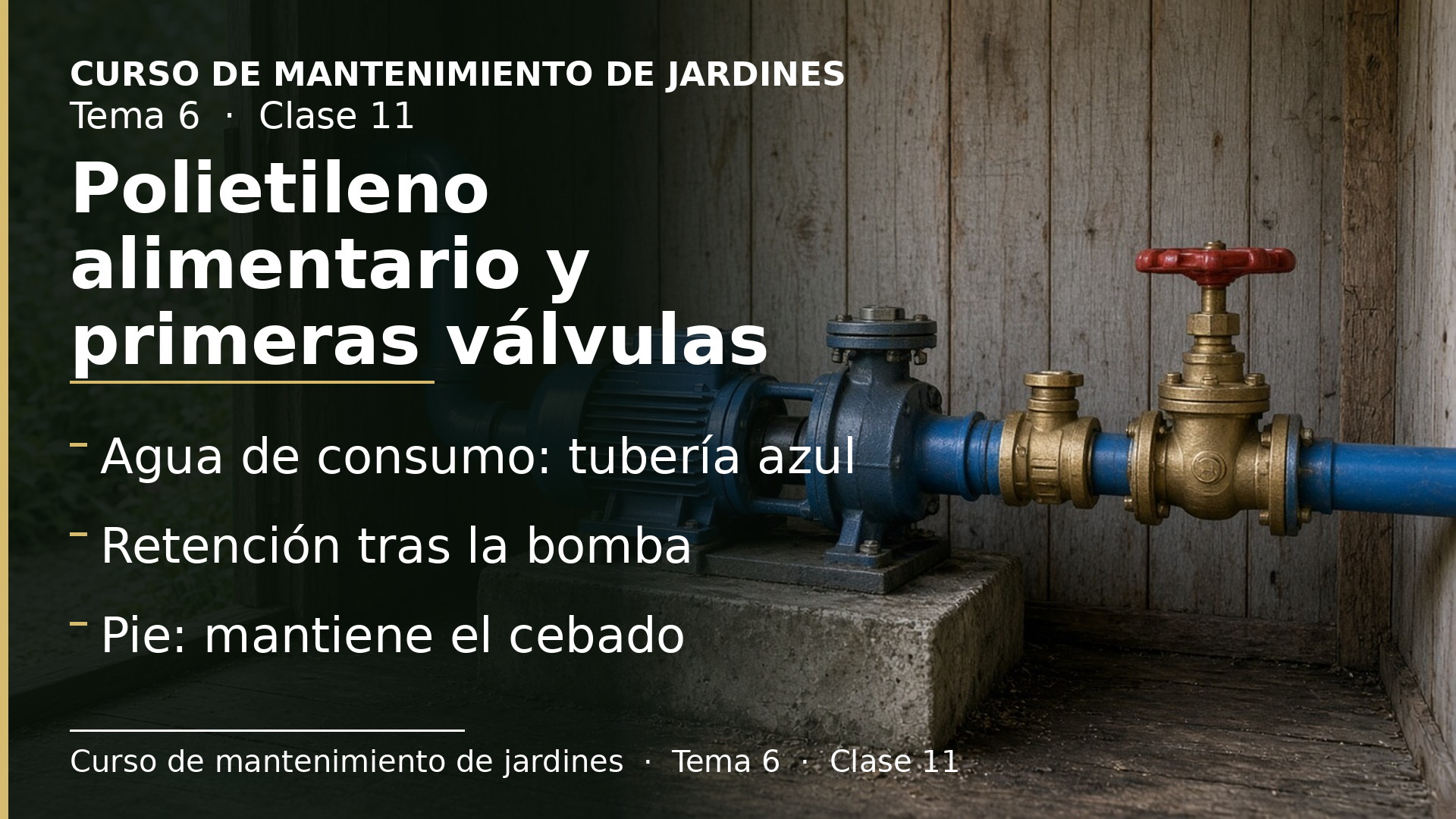 Diapositiva de la clase 11: Polietileno agrícola o alimentario y primeras válvulas