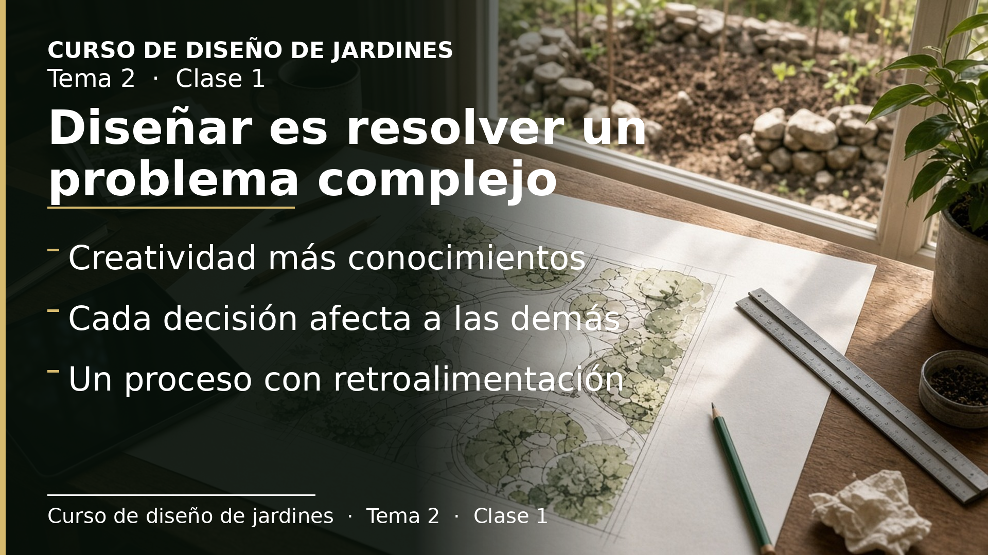 Diapositiva de la clase 1: Diseñar un jardín es resolver un problema complejo