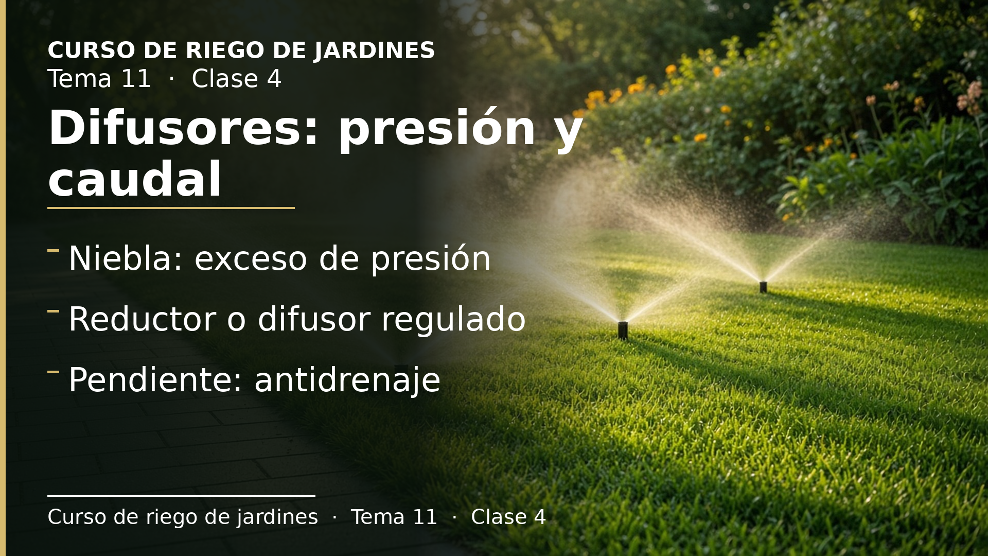 Diapositiva de la clase 4: Difusores: presión, caudal y pendiente