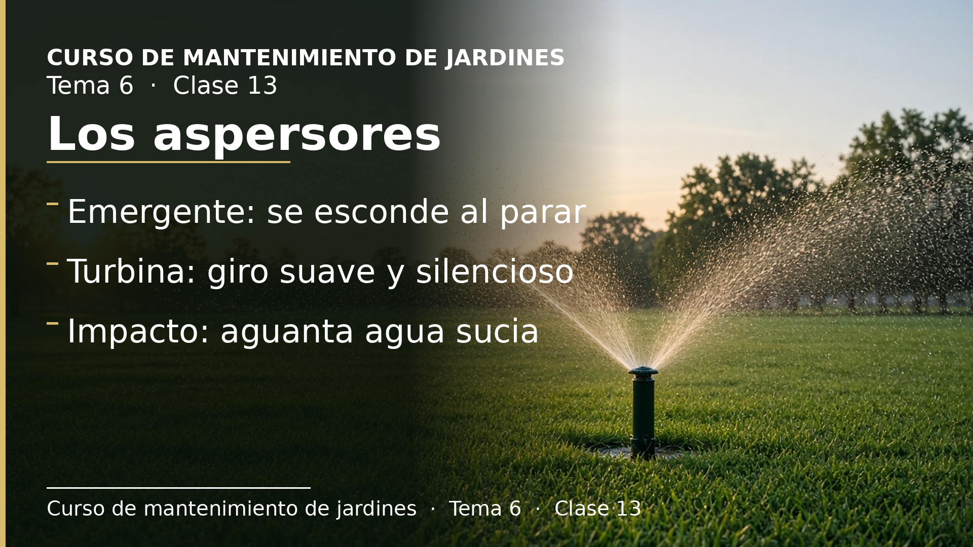 Diapositiva de la clase 13: Emisores de riego: los aspersores