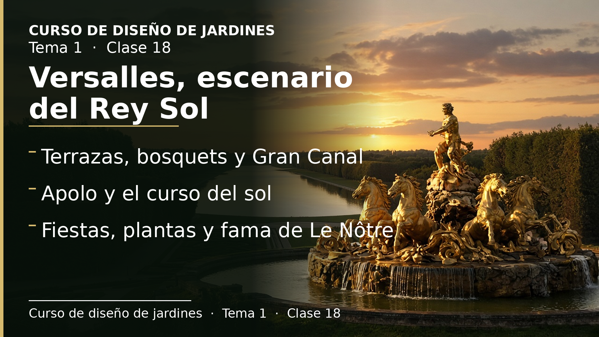 Diapositiva de la clase 18: El jardín de Versalles como escenario del Rey Sol