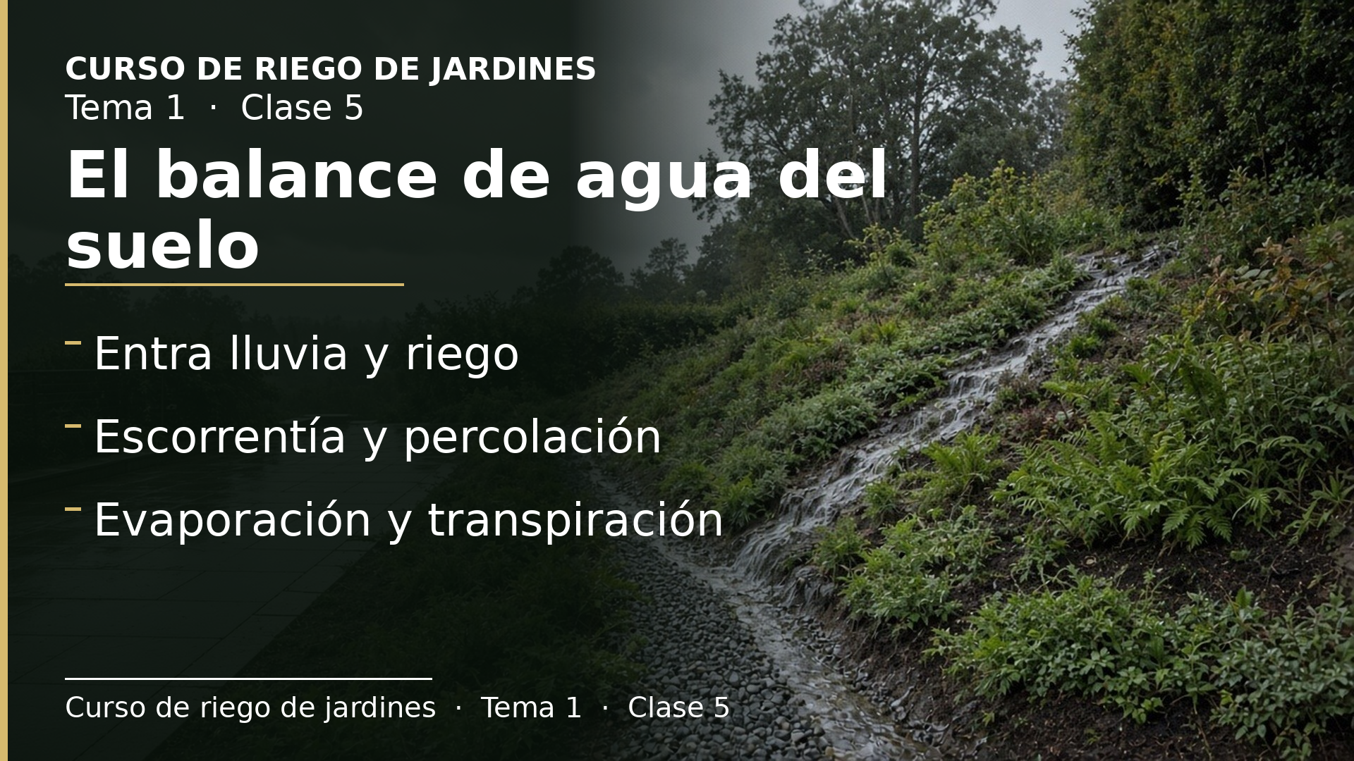 Diapositiva de la clase 5: Entradas y salidas de agua: el balance del suelo