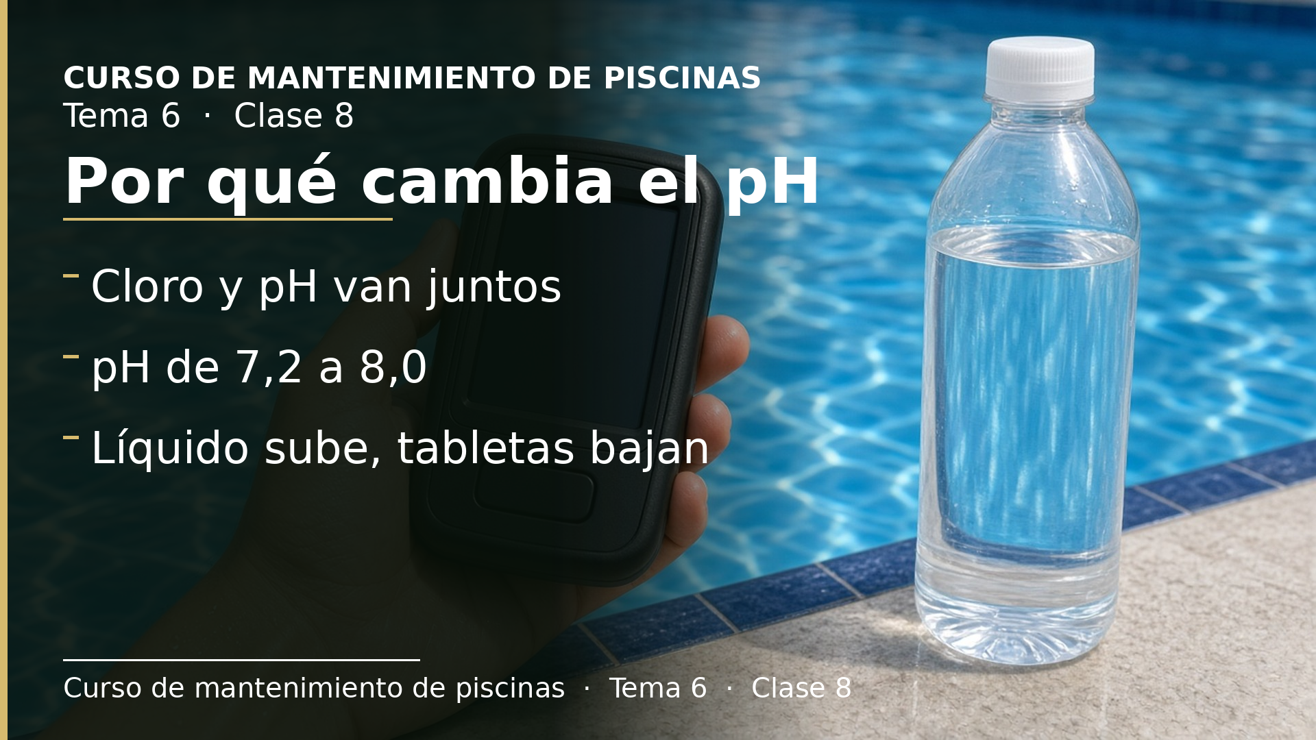 Diapositiva de la clase 8: Medidores, relación cloro y pH y por qué cambia el pH