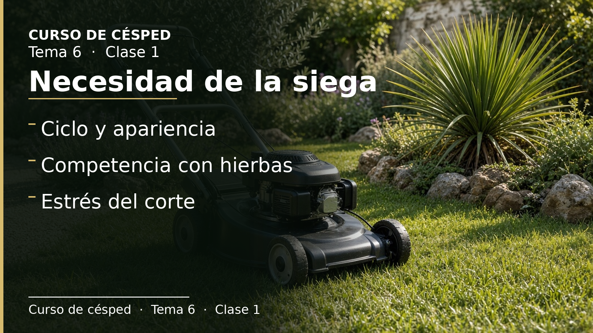Diapositiva de la clase 1: Necesidad de la siega del césped
