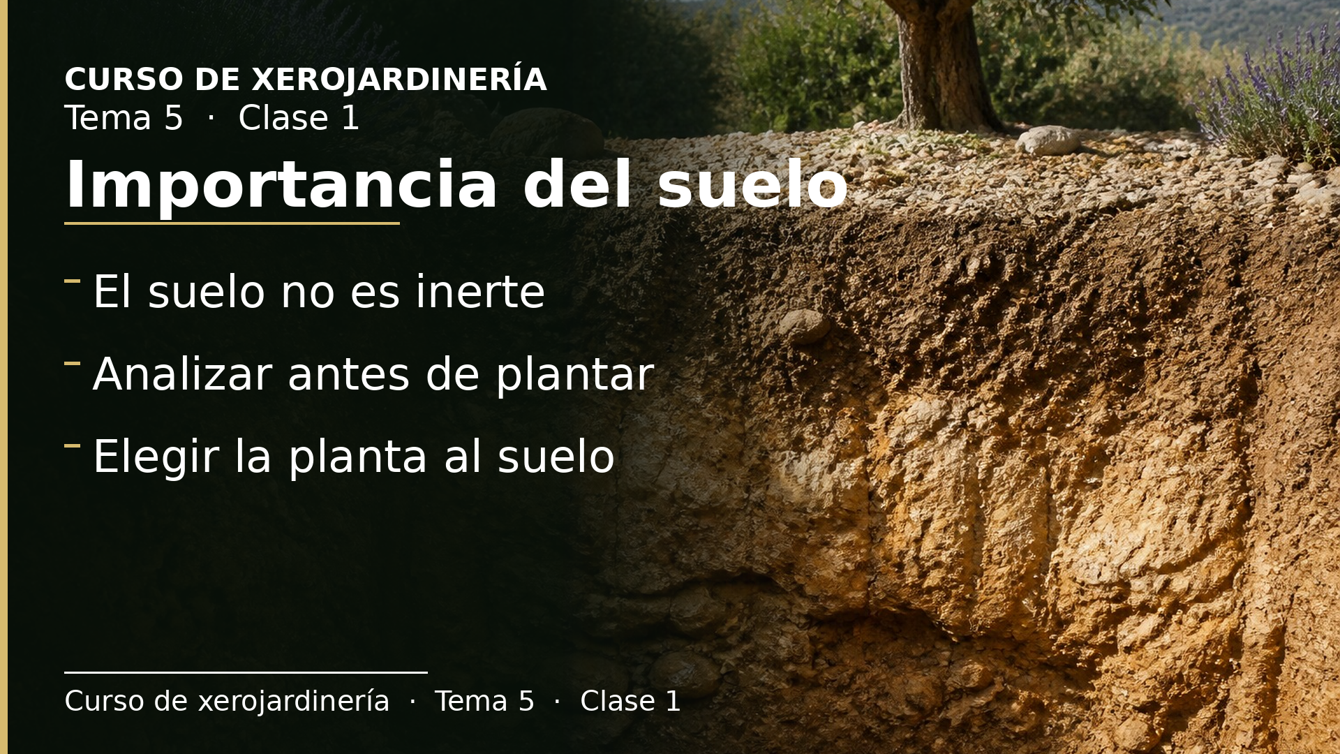 Diapositiva de la clase 1: Importancia del suelo