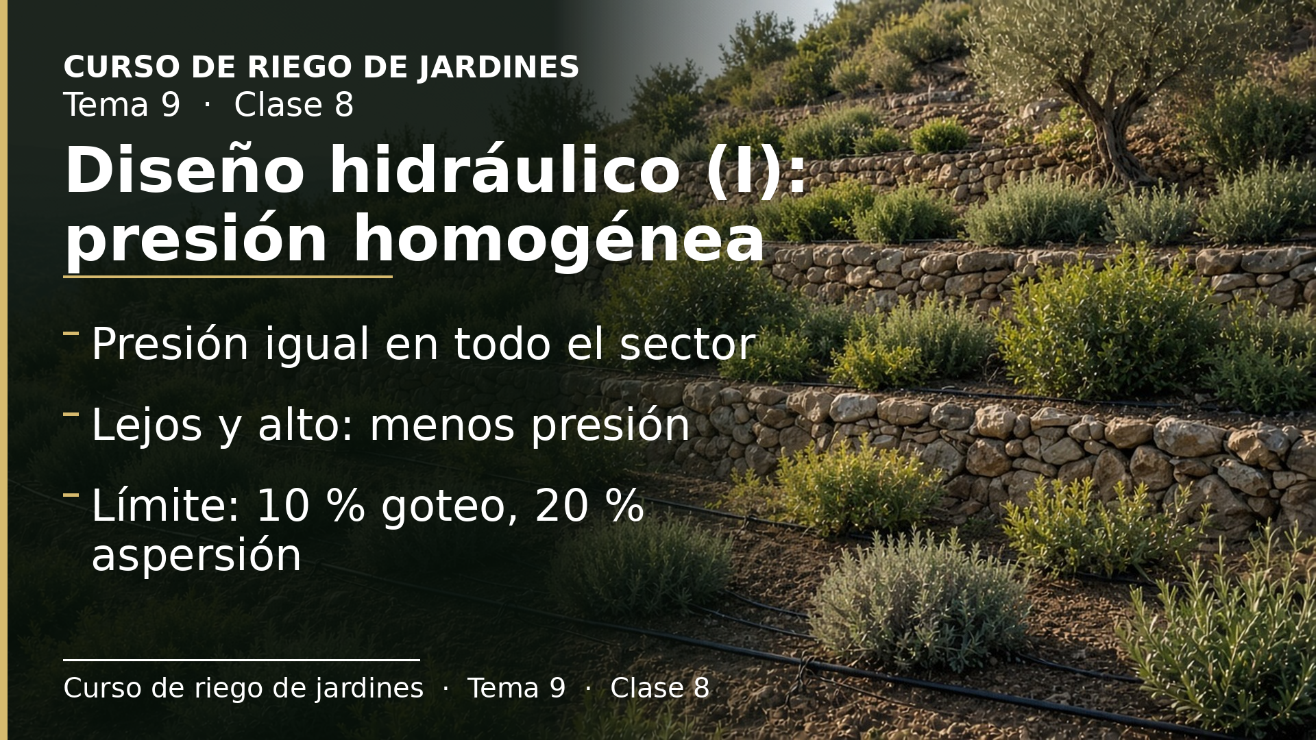 Diapositiva de la clase 8: El diseño hidráulico: presión homogénea en cada sector