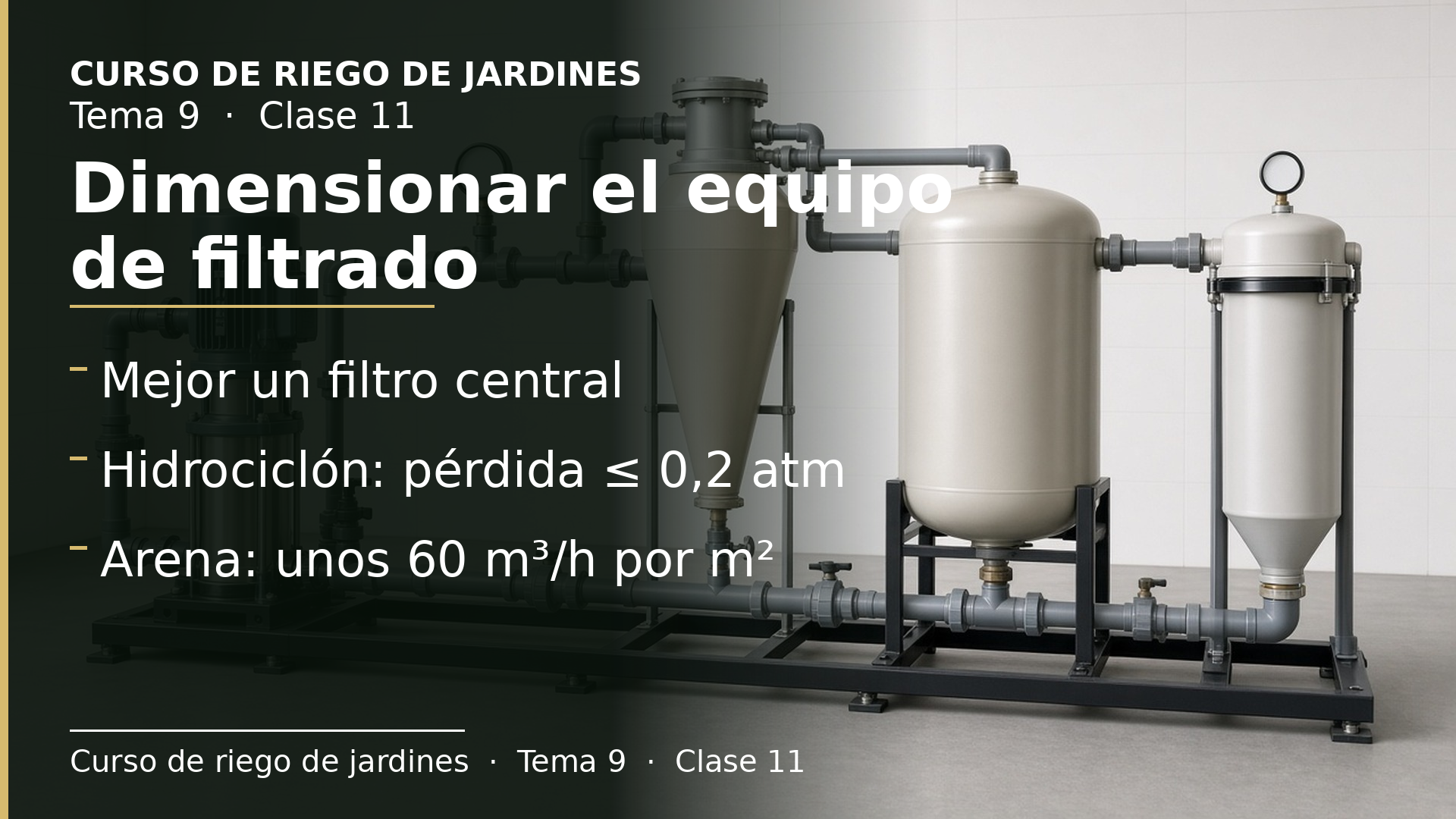 Diapositiva de la clase 11: Dimensionar el equipo de filtrado