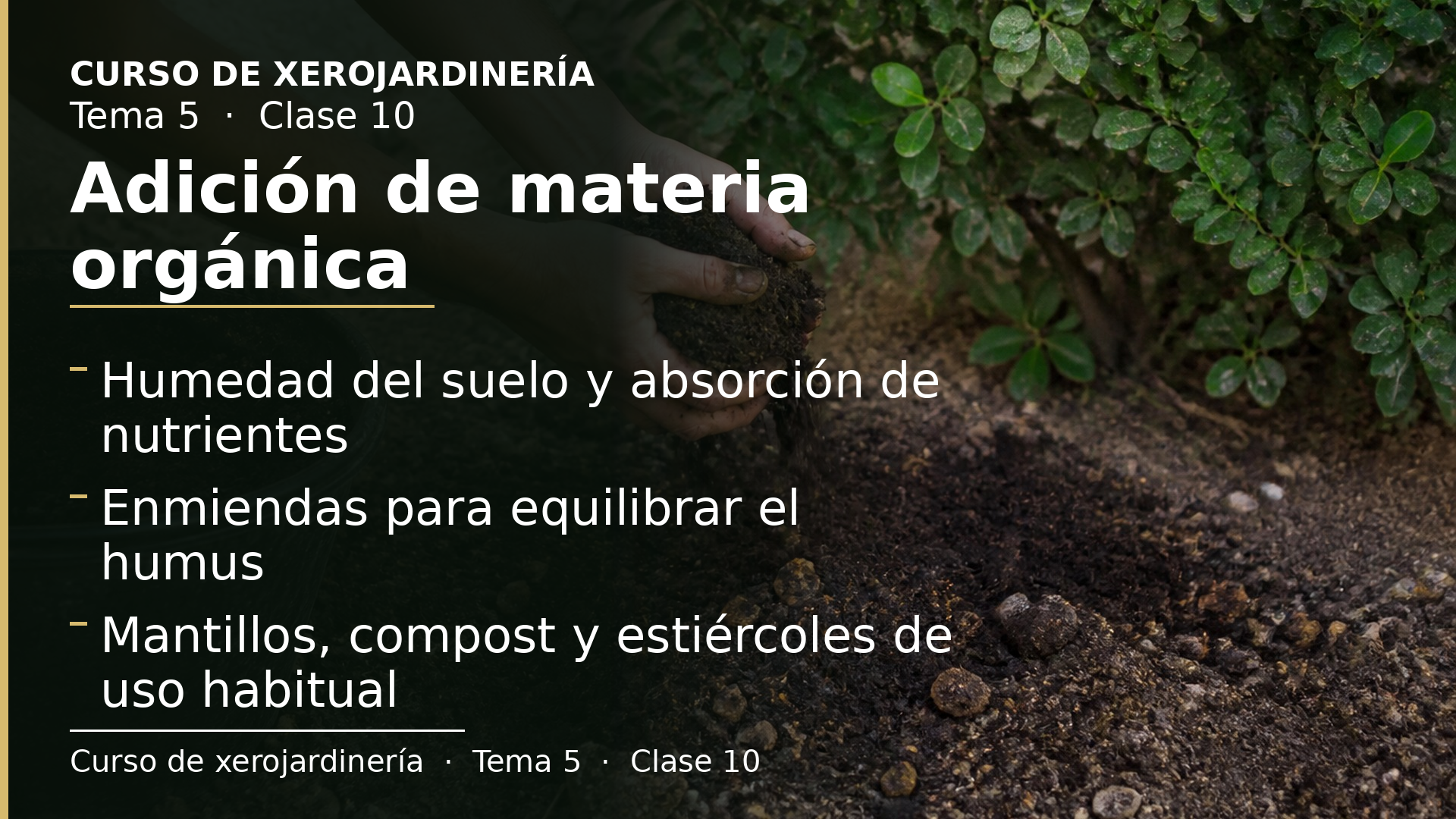 Diapositiva de la clase 10: Adición de materia orgánica