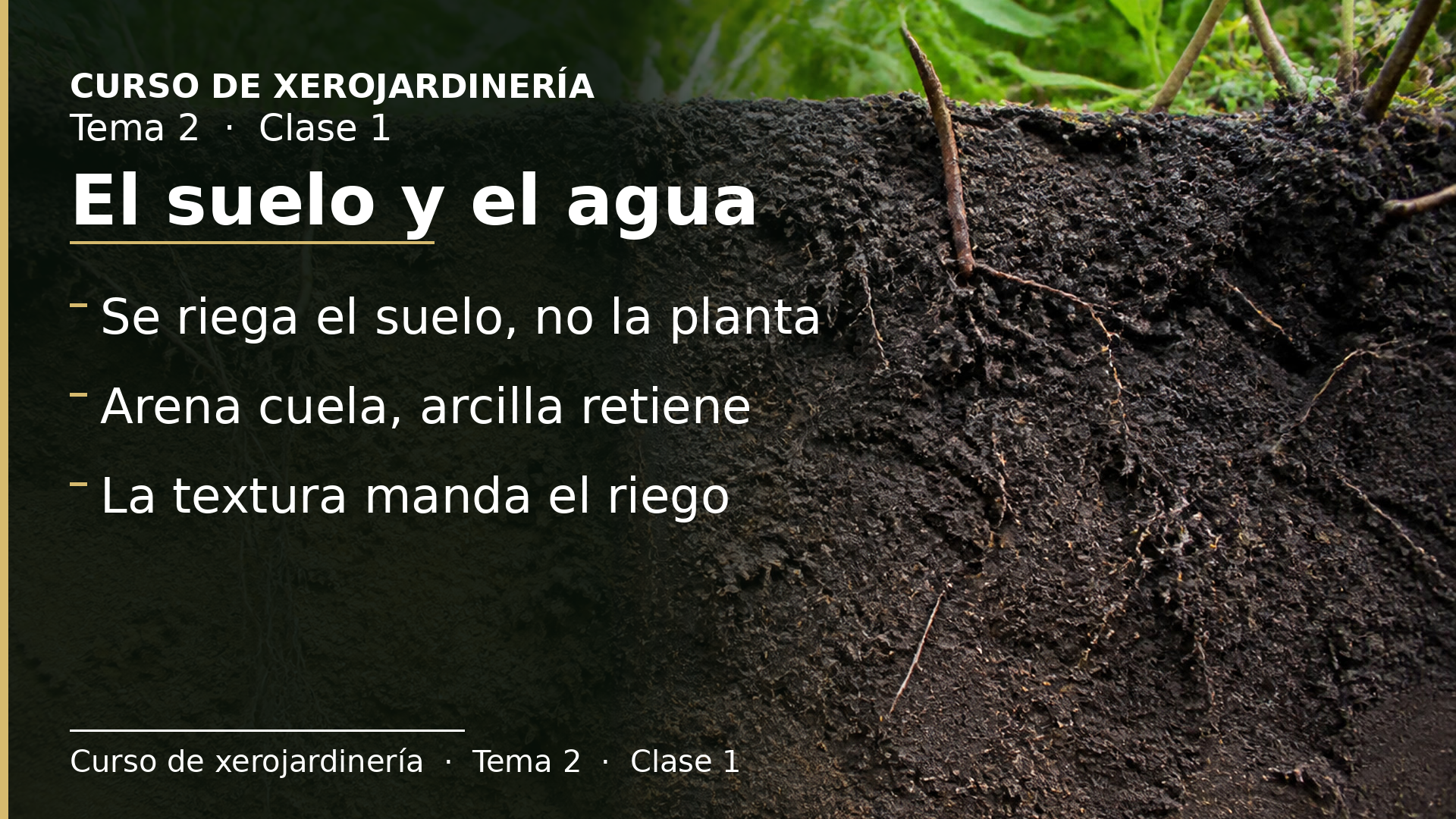 Diapositiva de la clase 1: El suelo y el agua