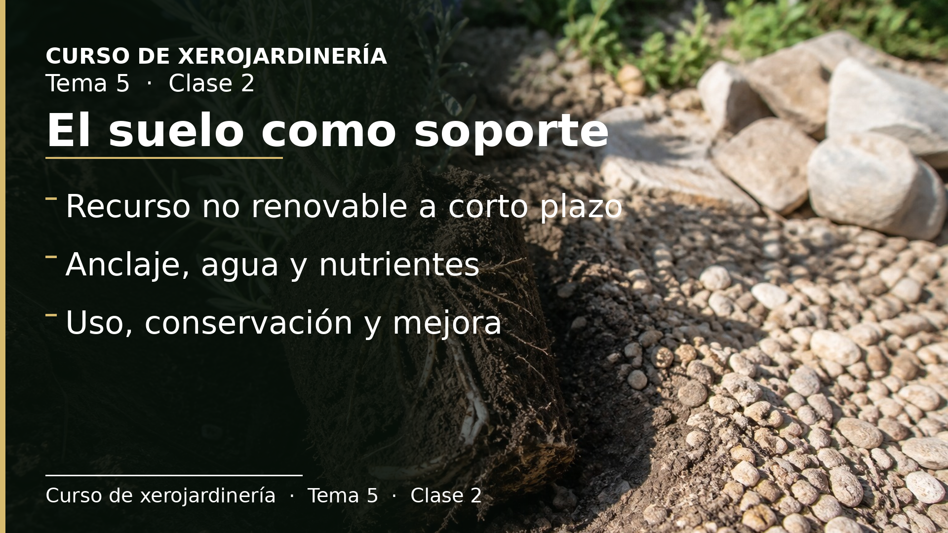 Diapositiva de la clase 2: El suelo como soporte