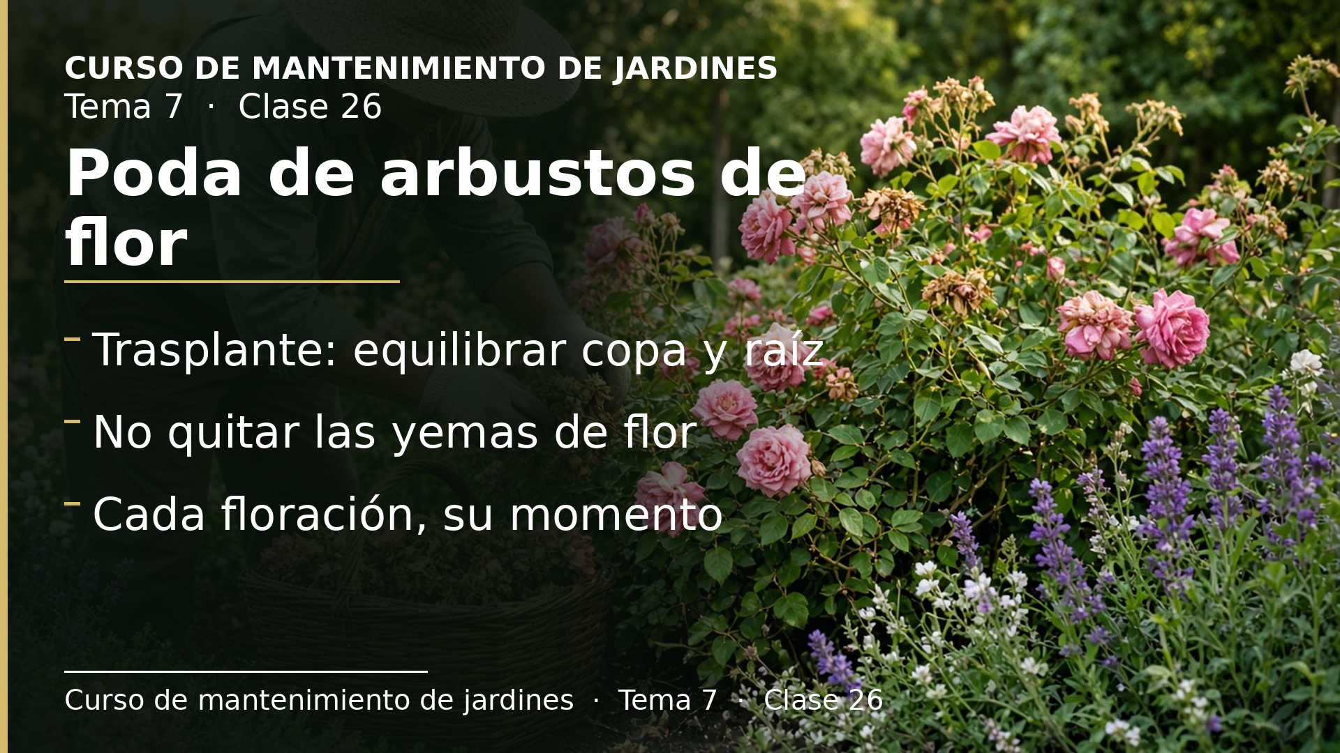 Diapositiva de la clase 26: Poda de arbustos de flor